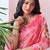 pink floral pure georgette ready to wear saree