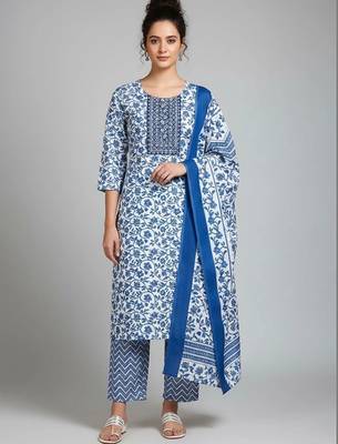 formal women printed kurta with trousers with dupatta 1