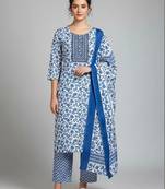 formal women printed kurta with trousers with dupatta