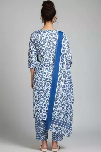 formal women printed kurta with trousers with dupatta