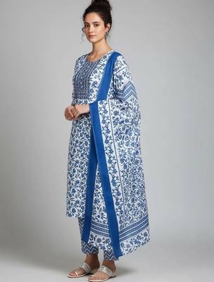 formal women printed kurta with trousers with dupatta 3