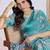 blue floral printed pure georgette ready to wear saree