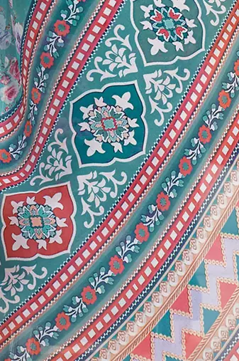 blue floral printed pure georgette ready to wear saree