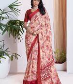 maroon floral printed pure georgette ready to wear saree