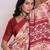 maroon floral printed pure georgette ready to wear saree