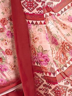 maroon floral printed pure georgette ready to wear saree 5