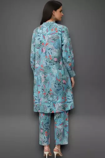 workwear women printed kurta with trousers