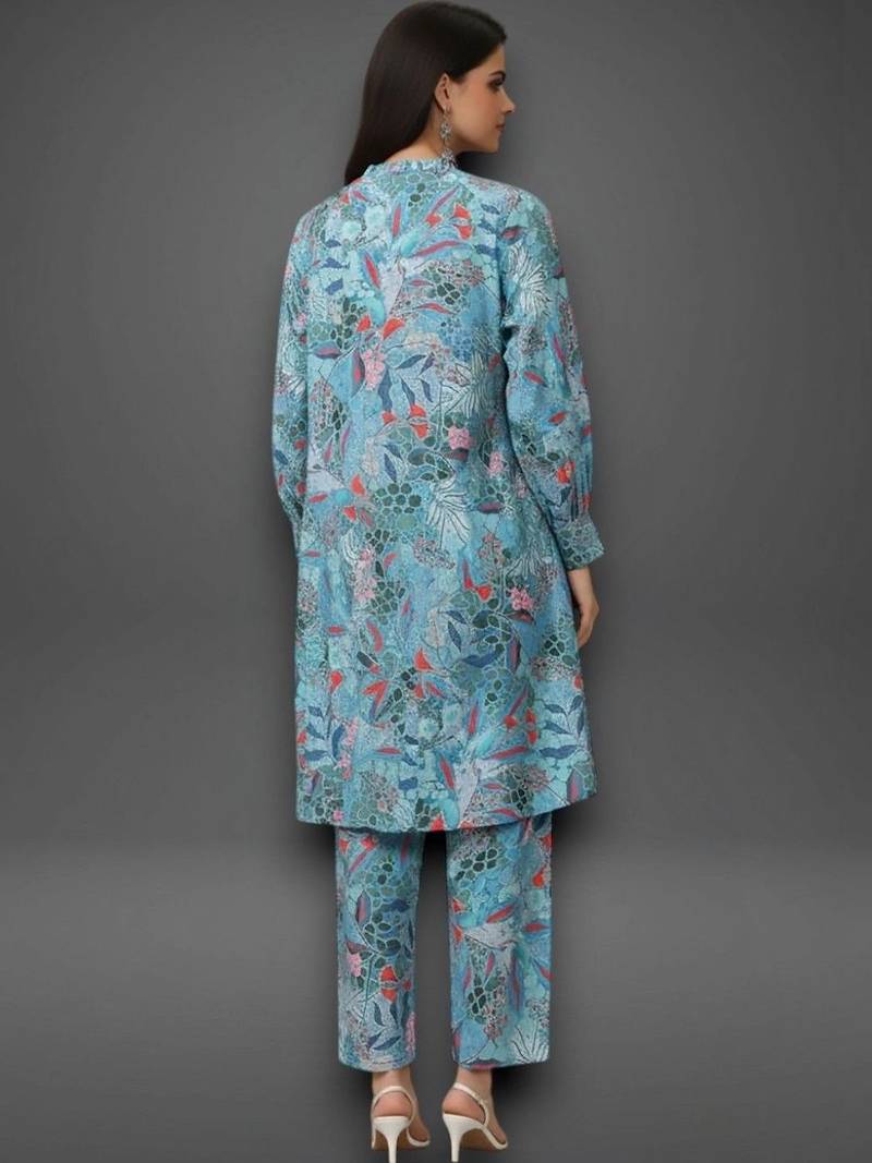 workwear women printed kurta with trousers