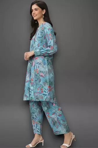 workwear women printed kurta with trousers