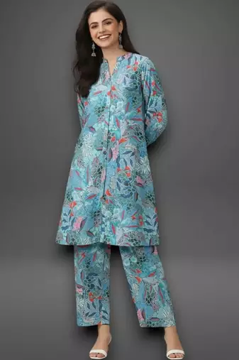 workwear women printed kurta with trousers