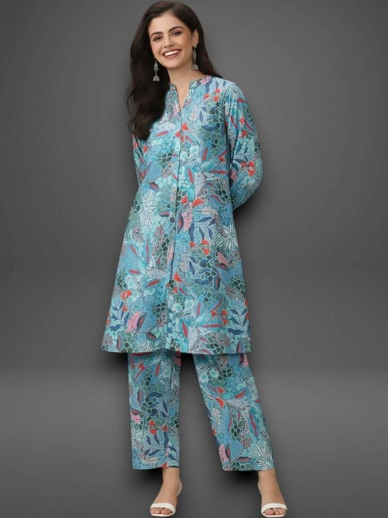 workwear women printed kurta with trousers