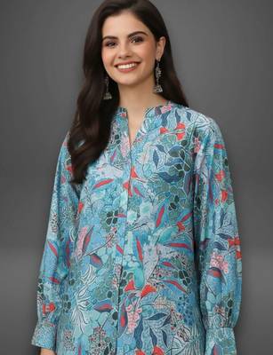workwear women printed kurta with trousers 6