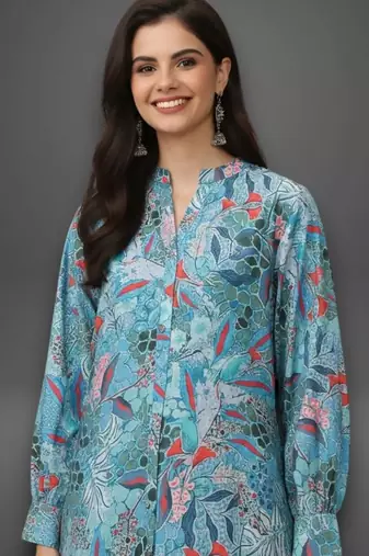 workwear women printed kurta with trousers