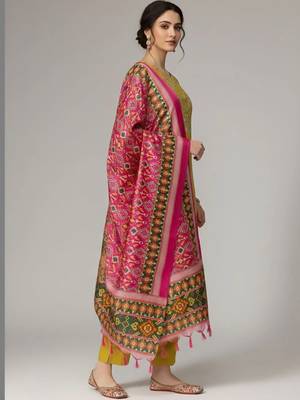 structured women embroidered kurta with trousers with dupatta 3