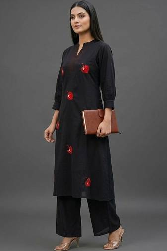 everyday workwear women embroidered kurta with palazzos