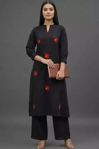 everyday workwear women embroidered kurta with palazzos