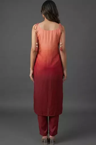 structured women dyed kurta with trousers