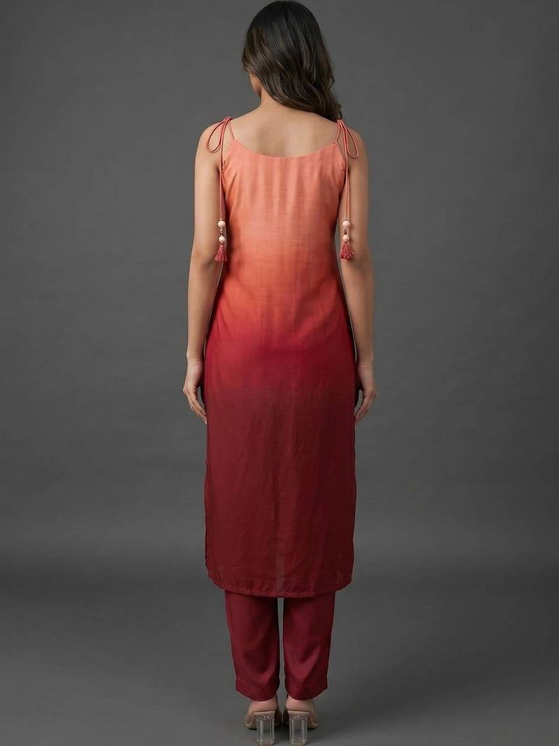 structured women dyed kurta with trousers
