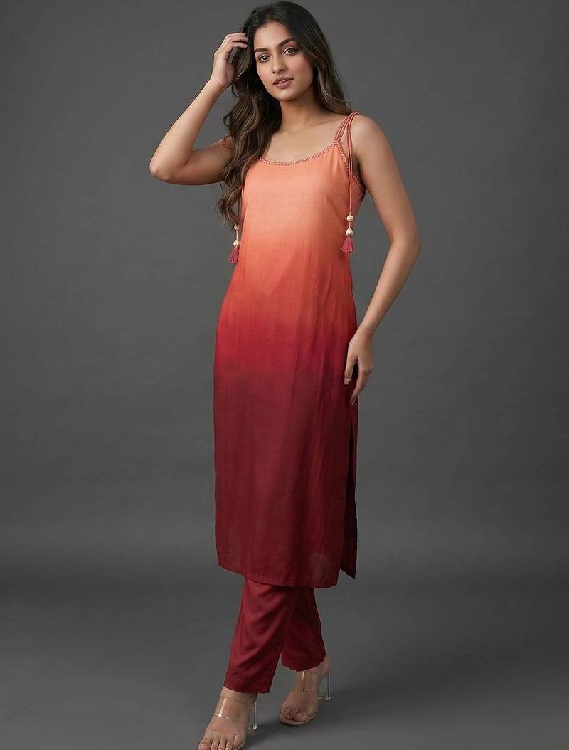 structured women dyed kurta with trousers