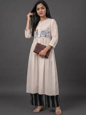tailored women embroidered kurta with palazzos 1