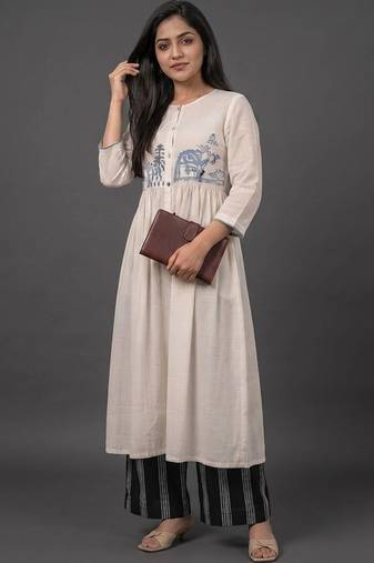tailored women embroidered kurta with palazzos