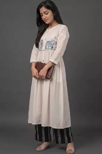 tailored women embroidered kurta with palazzos
