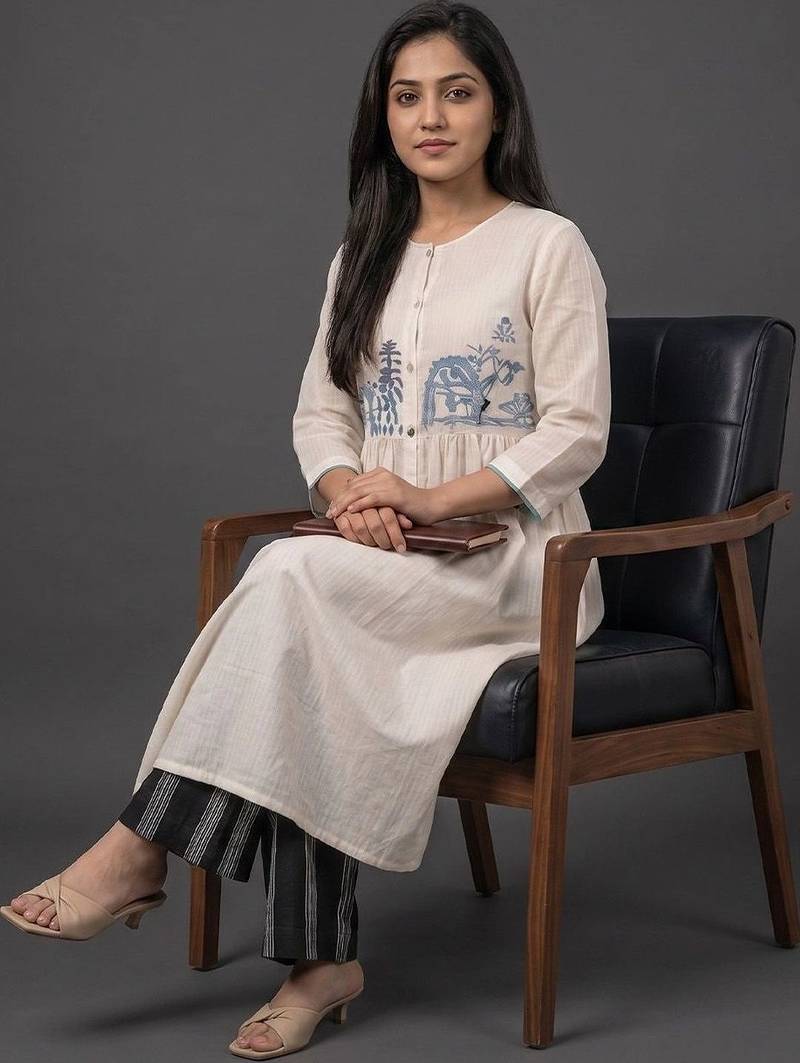 tailored women embroidered kurta with palazzos