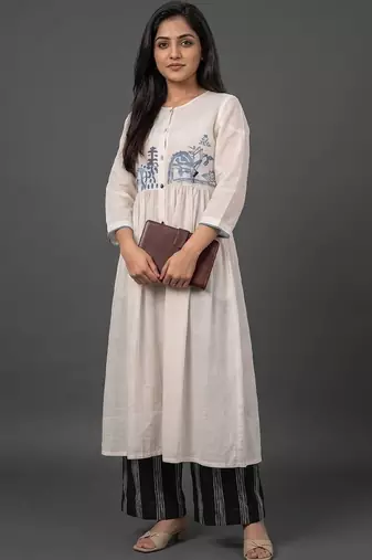 tailored women embroidered kurta with palazzos