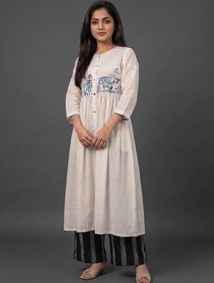 tailored women embroidered kurta with palazzos 5