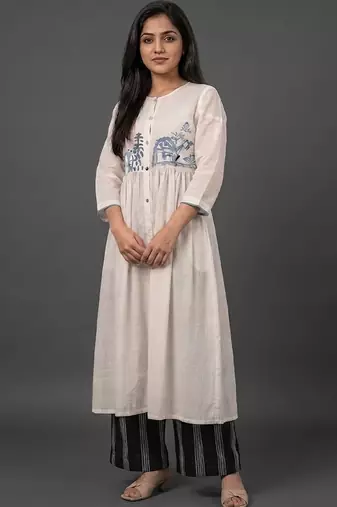 tailored women embroidered kurta with palazzos