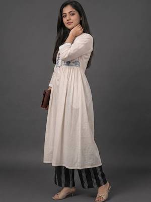 tailored women embroidered kurta with palazzos 6