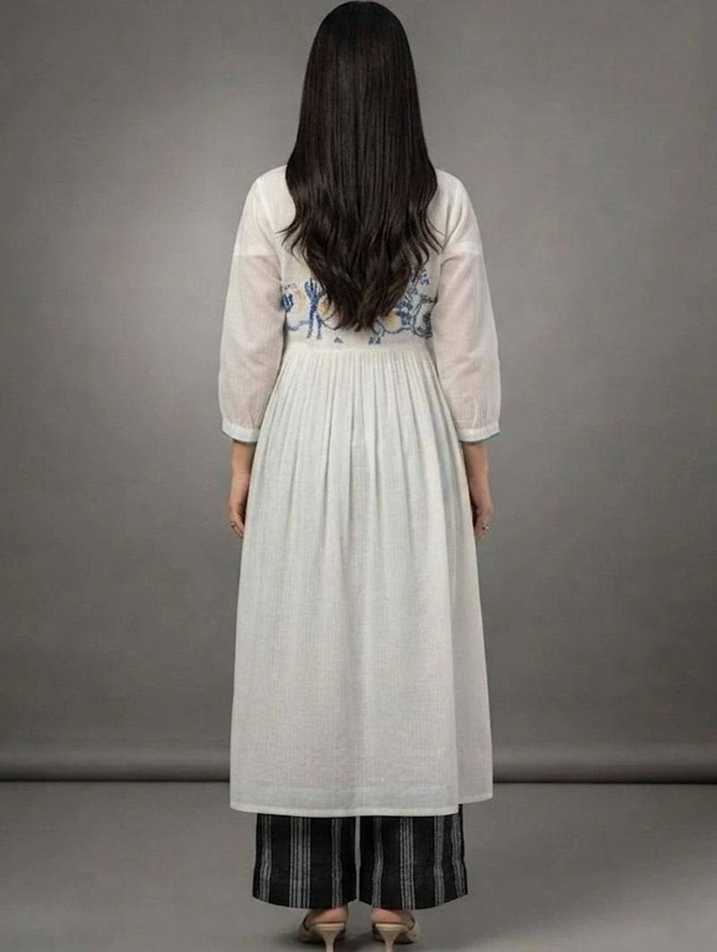 tailored women embroidered kurta with palazzos