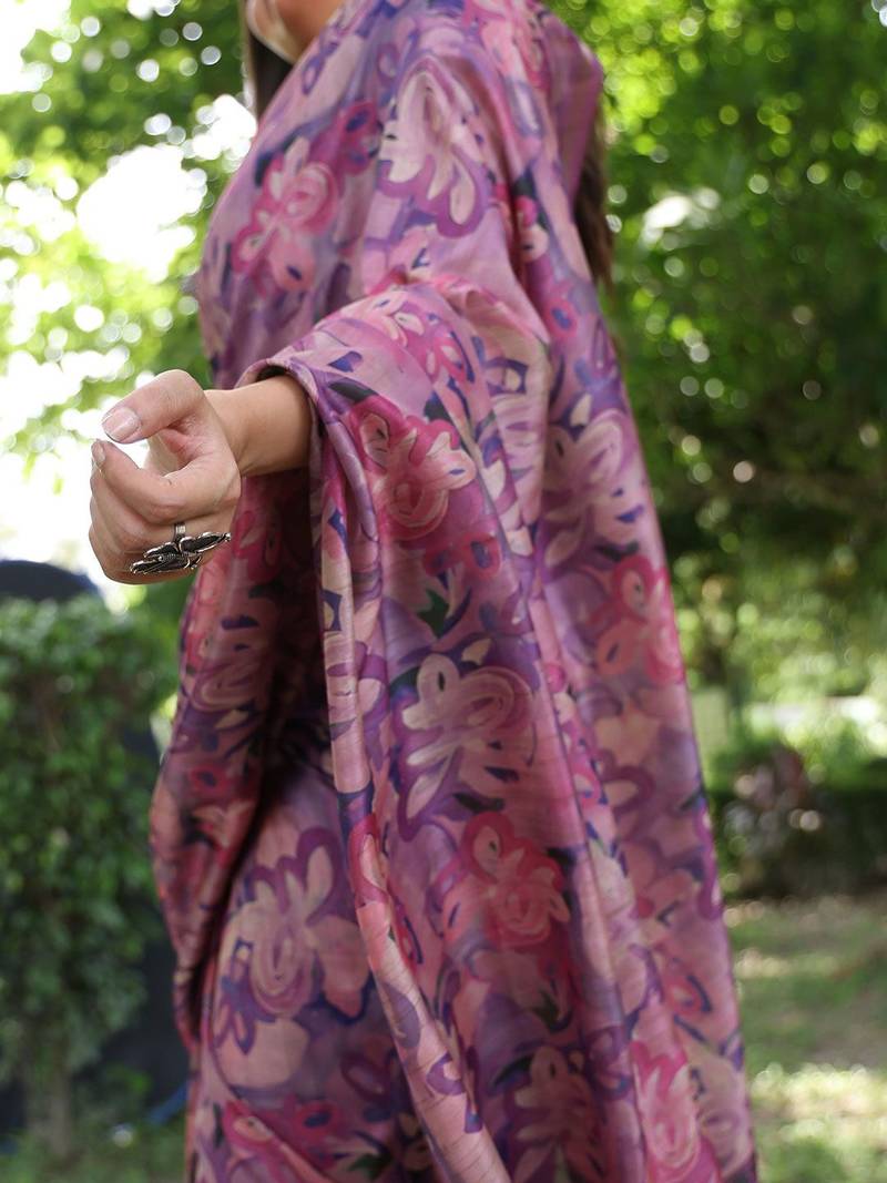 Purple ethnic motifs zari silk blend tussar saree