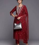 everyday workwear women embroidered kurta with trousers with dupatta