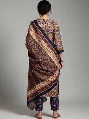 workwear women printed kurta with trousers with dupatta 2