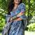 blue silk blend tussar saree