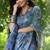 blue silk blend tussar saree