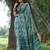 Teal silk blend tussar saree