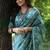 Teal silk blend tussar saree