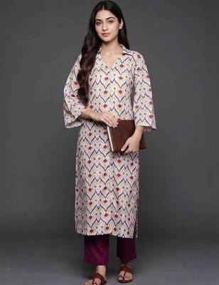 formal women printed kurta with trousers 1