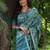 Teal silk blend tussar saree
