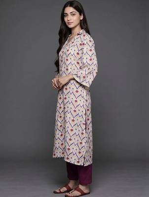 formal women printed kurta with trousers 2