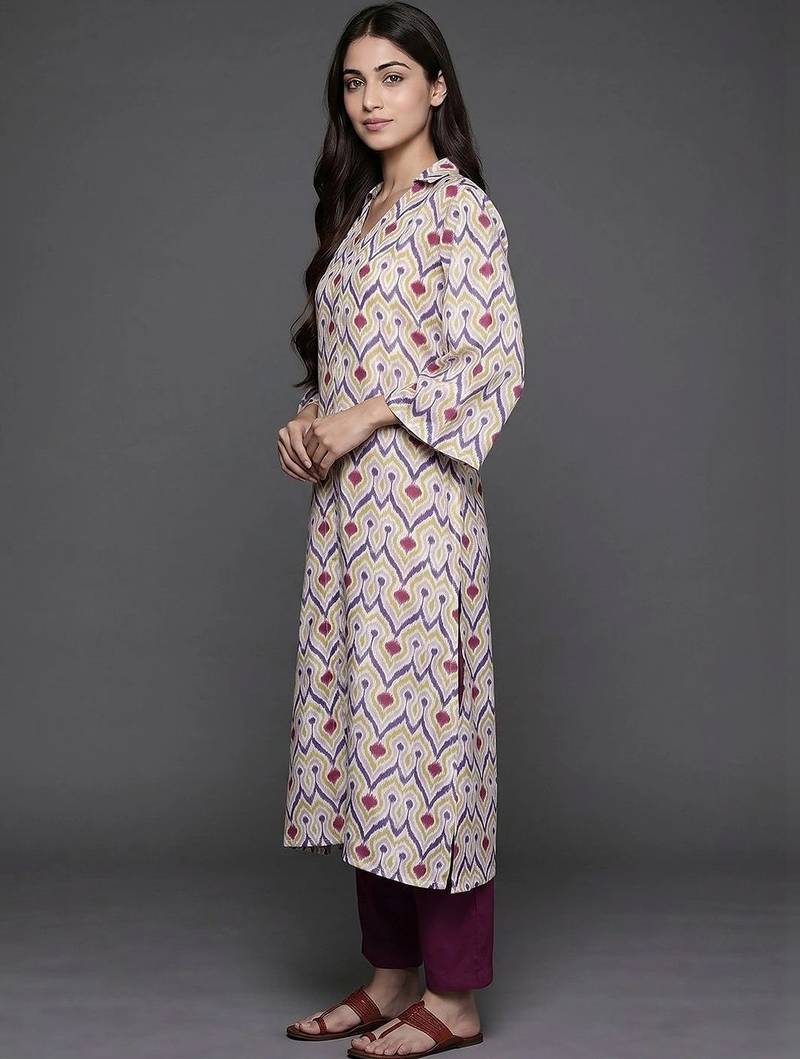 formal women printed kurta with trousers