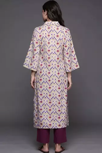 formal women printed kurta with trousers