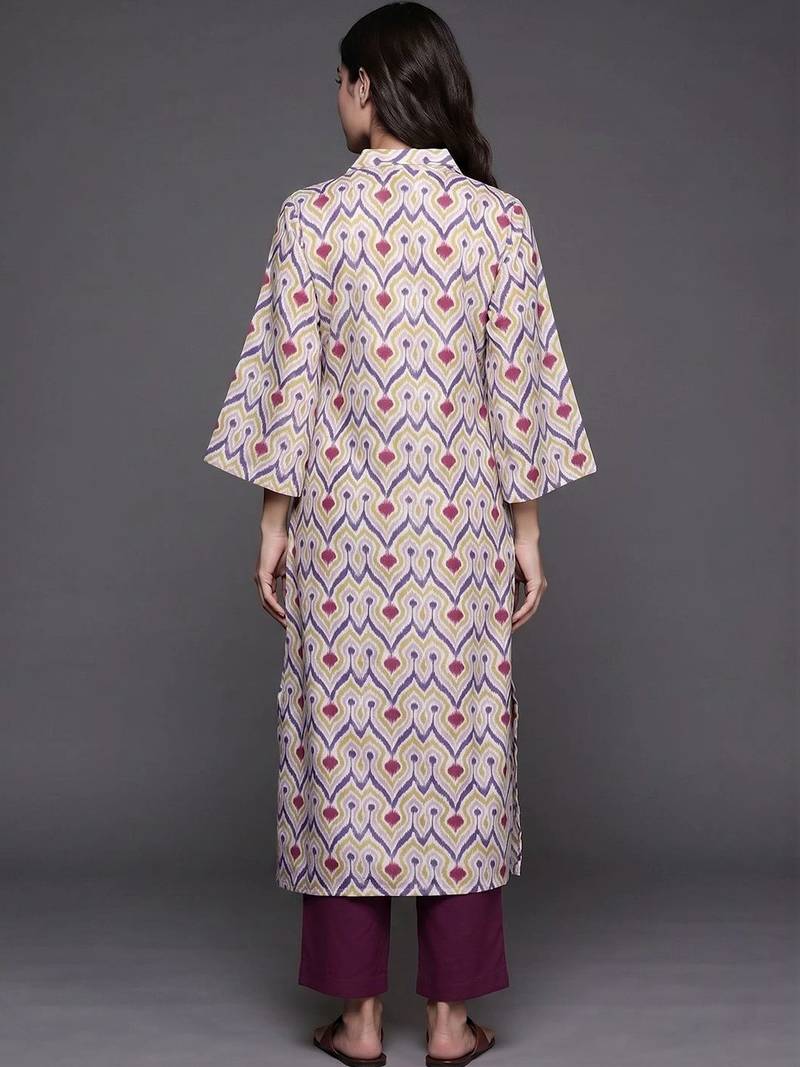formal women printed kurta with trousers