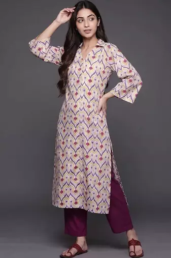 formal women printed kurta with trousers