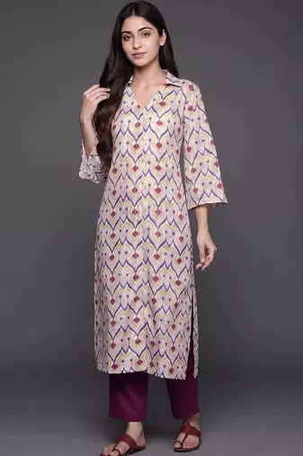 formal women printed kurta with trousers