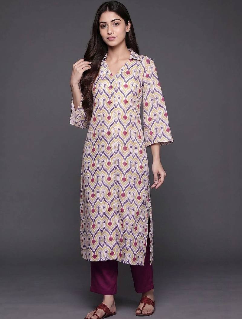formal women printed kurta with trousers