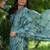 Teal silk blend tussar saree