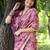 Pink ethnic motifs silk blend tussar saree